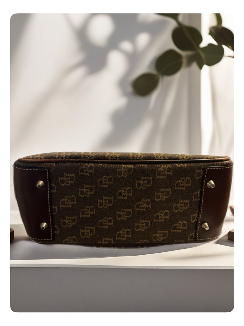 Dooney & Bourke Brown Monogram Satchel with Dark Brown Trim in excellent con. - Picture 3 of 7